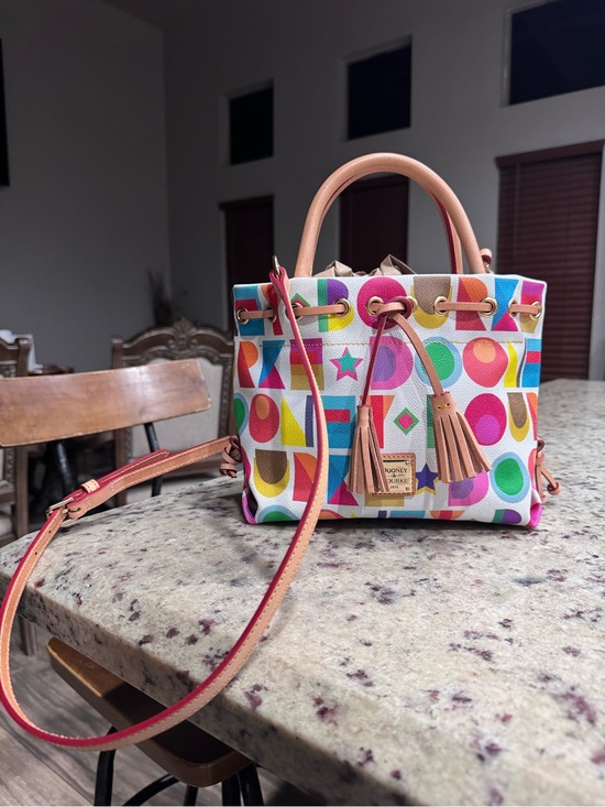 Dooney & Bourke Handbags - Dooney & Bourke Multicolor Geometric Canvas Crossbody with Leather Trim
